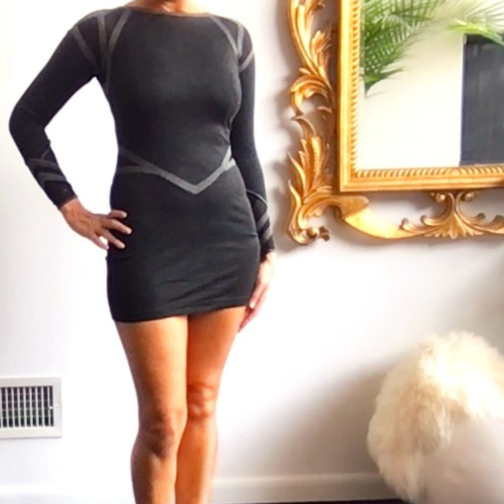 JEN KAO Long Sleeve Bodycon Dress Gray Size 6/8